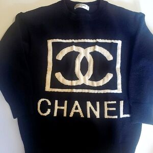 CHANEL Black and White Logo Knit